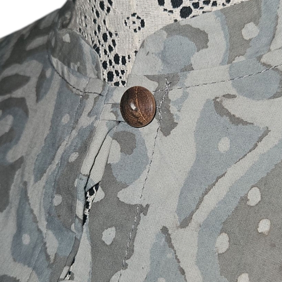 Gray Batik Button-Up Blouse - Picture 8 of 8